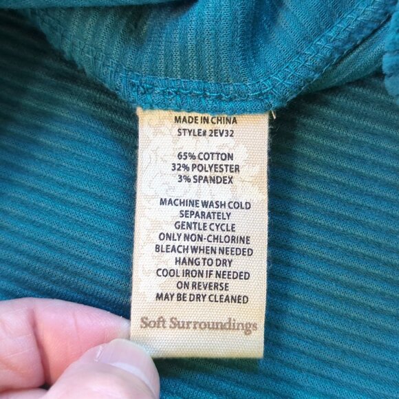 Soft Surroundings Women M Blue Tunic Top Velour Corduroy Button Back Long Sleeve - Picture 8 of 12